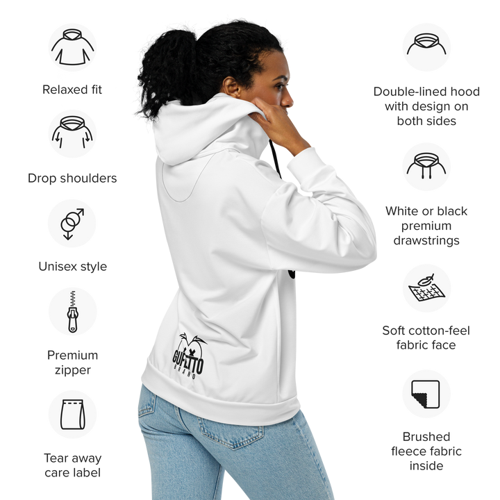Felpa con cappuccio con zip unisex Uomo/Donna Gufetto White - Gufetto Brand 