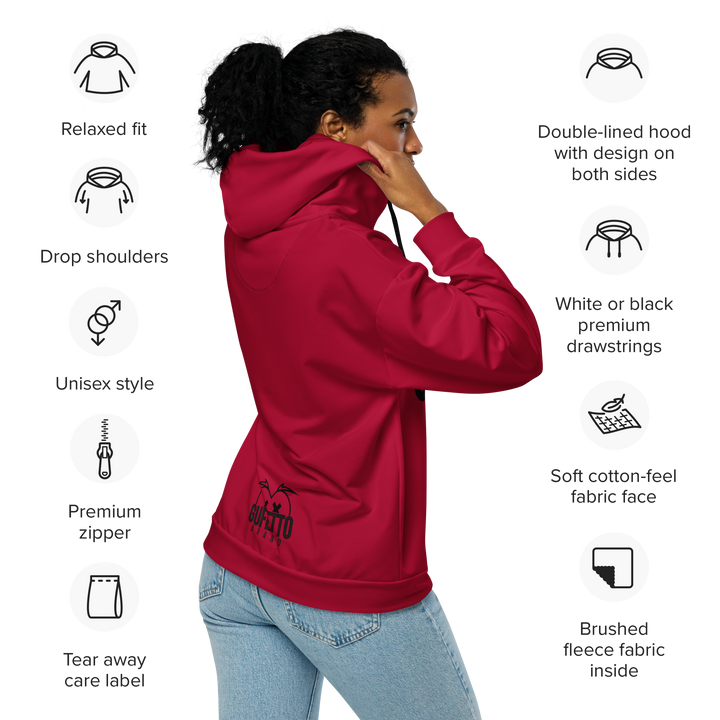 Felpa con cappuccio con zip unisex Uomo/Donna Gufetto Red - Gufetto Brand 