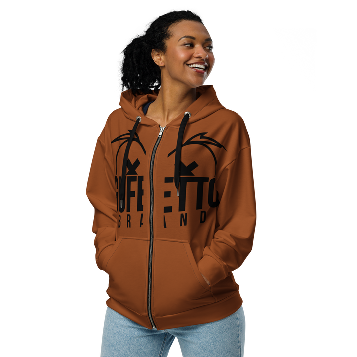 Felpa con cappuccio con zip unisex Uomo/Donna Gufetto Marrone - Gufetto Brand 