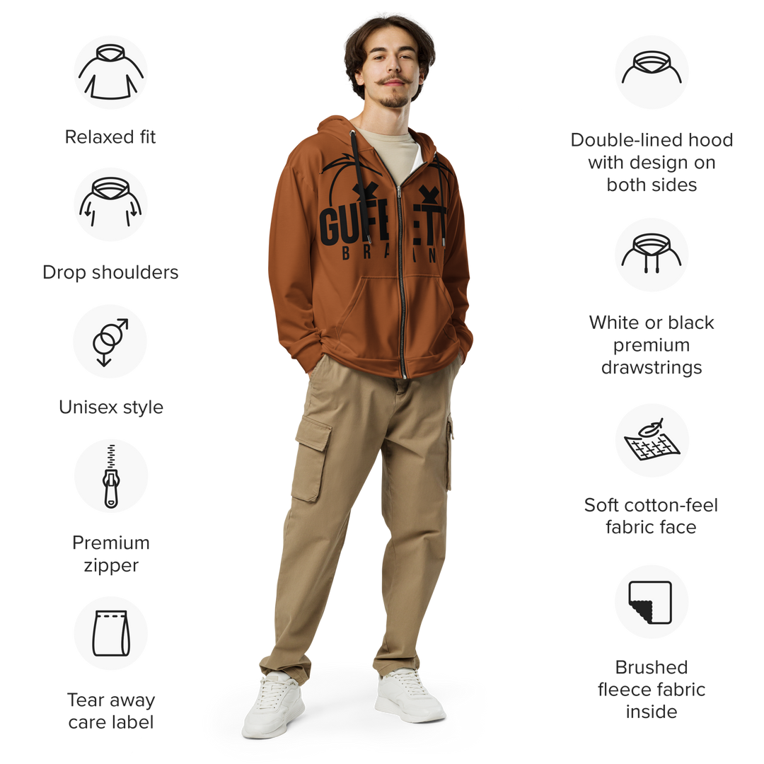 Felpa con cappuccio con zip unisex Uomo/Donna Gufetto Marrone - Gufetto Brand 