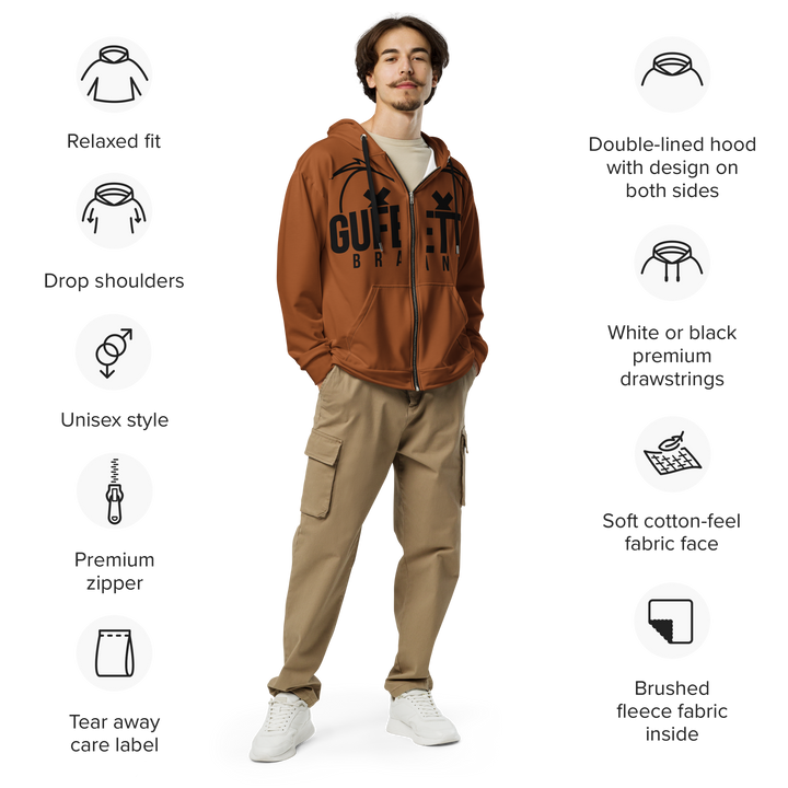 Felpa con cappuccio con zip unisex Uomo/Donna Gufetto Marrone - Gufetto Brand 