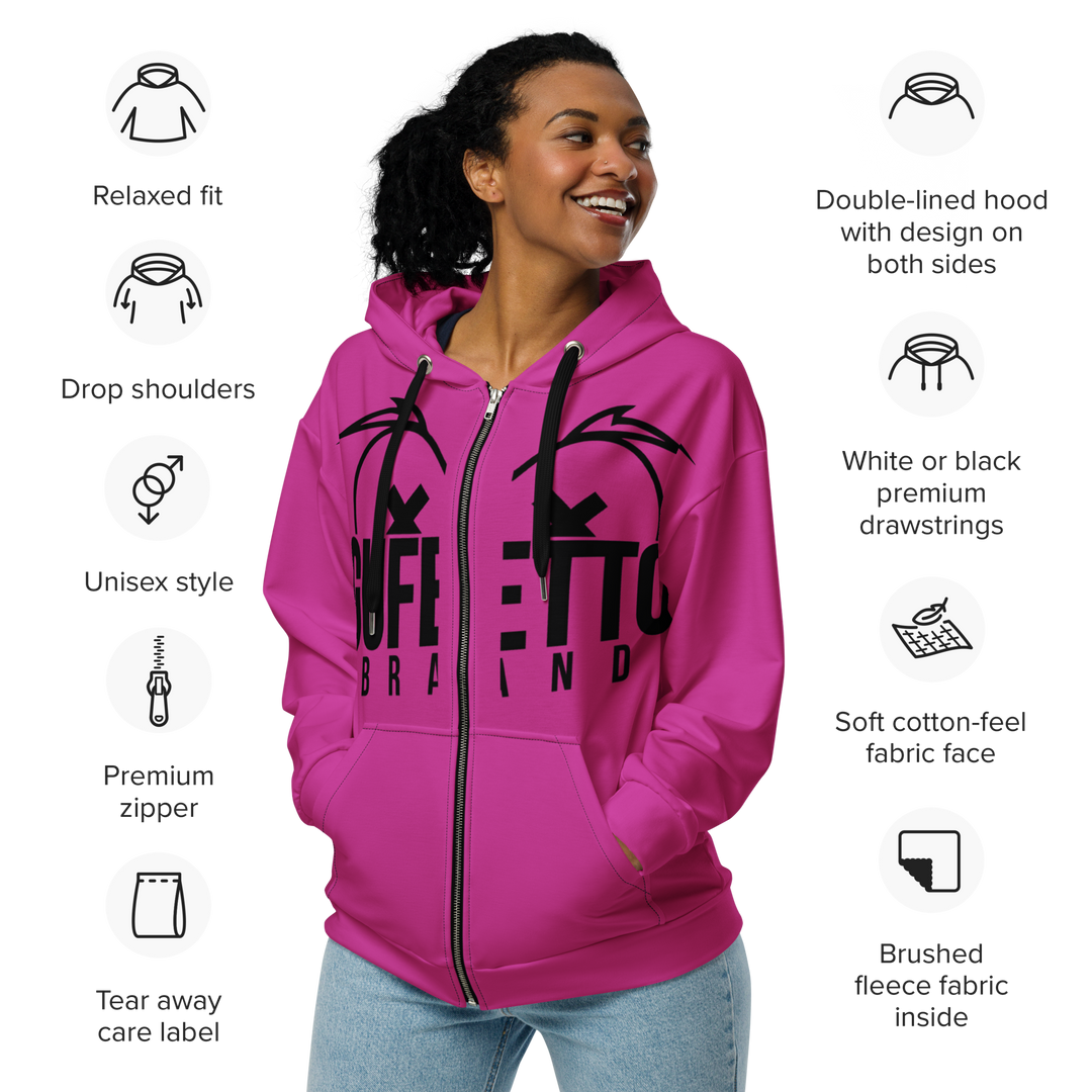 Felpa con cappuccio con zip unisex Uomo/Donna Gufetto Viola - Gufetto Brand 