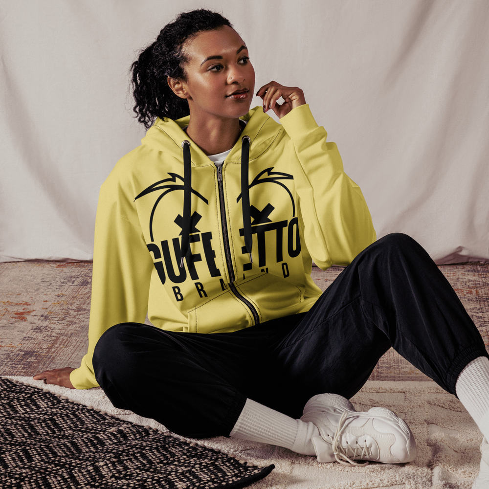 Felpa con cappuccio con zip unisex Uomo/Donna Gufetto Gialla - Gufetto Brand 