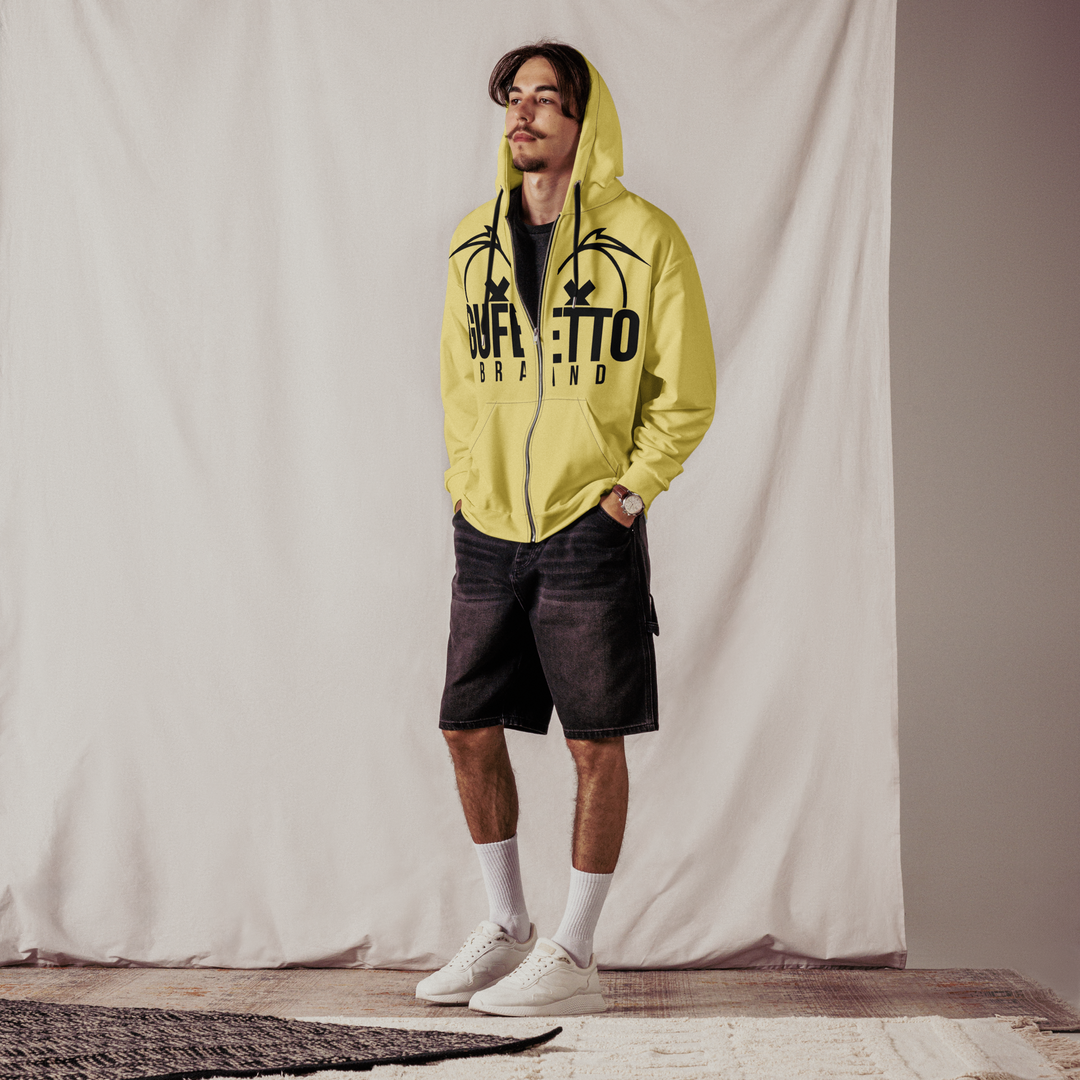 Felpa con cappuccio con zip unisex Uomo/Donna Gufetto Gialla - Gufetto Brand 