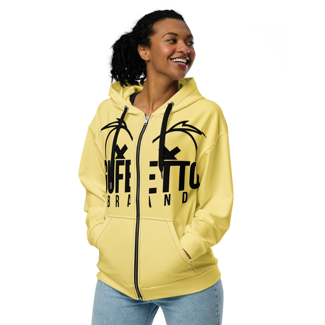 Felpa con cappuccio con zip unisex Uomo/Donna Gufetto Gialla - Gufetto Brand 