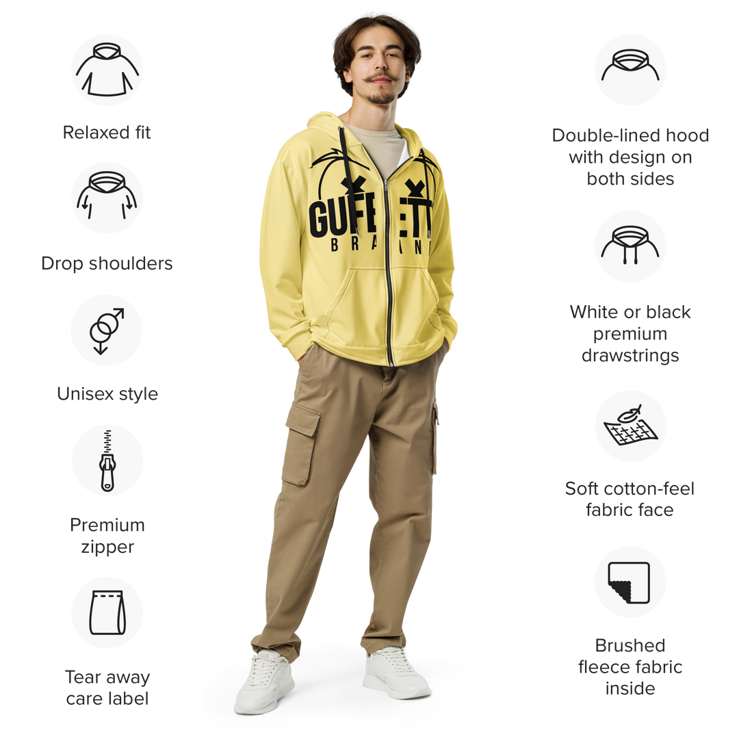 Felpa con cappuccio con zip unisex Uomo/Donna Gufetto Gialla - Gufetto Brand 