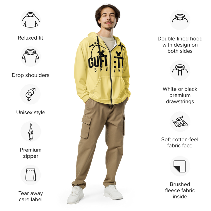 Felpa con cappuccio con zip unisex Uomo/Donna Gufetto Gialla - Gufetto Brand 