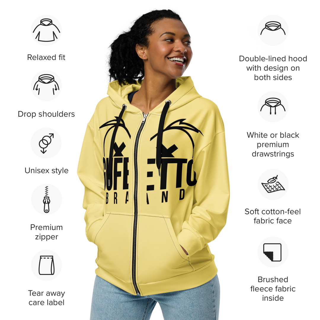 Felpa con cappuccio con zip unisex Uomo/Donna Gufetto Gialla - Gufetto Brand 