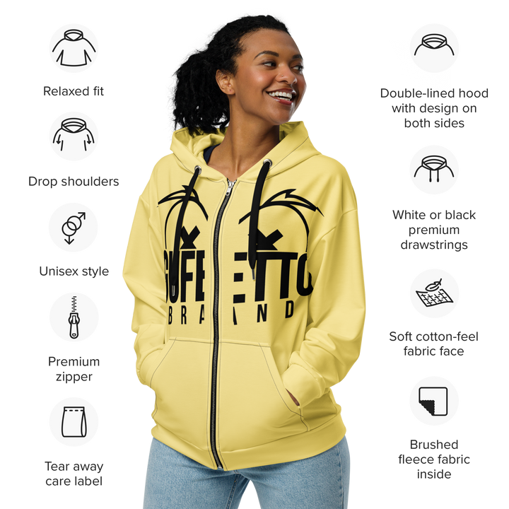Felpa con cappuccio con zip unisex Uomo/Donna Gufetto Gialla - Gufetto Brand 