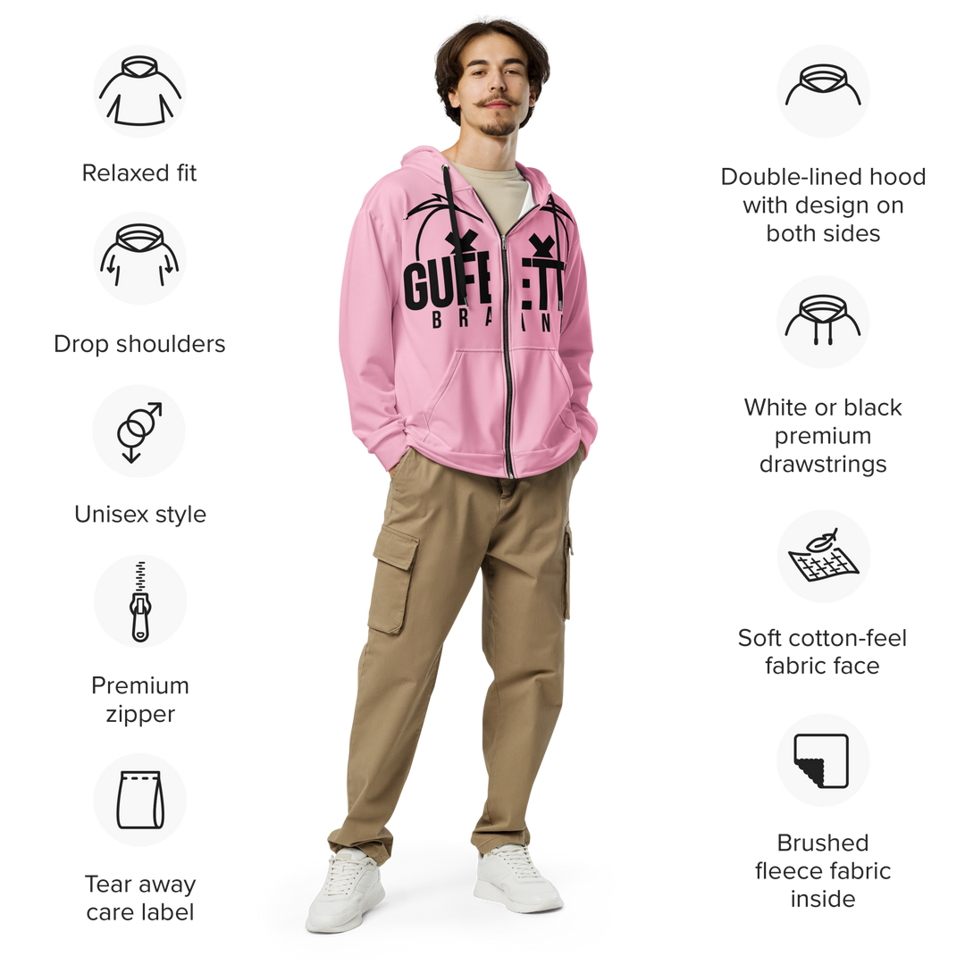 Felpa con cappuccio con zip unisex Uomo/Donna Gufetto Pink - Gufetto Brand 