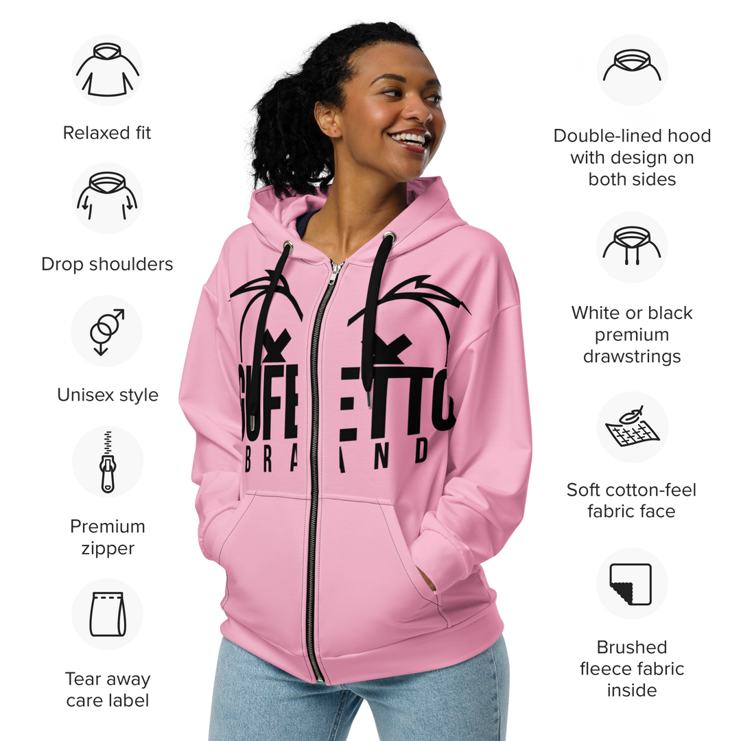 Felpa con cappuccio con zip unisex Uomo/Donna Gufetto Pink - Gufetto Brand 