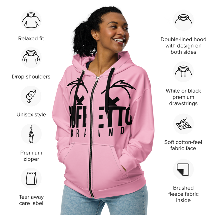 Felpa con cappuccio con zip unisex Uomo/Donna Gufetto Pink - Gufetto Brand 