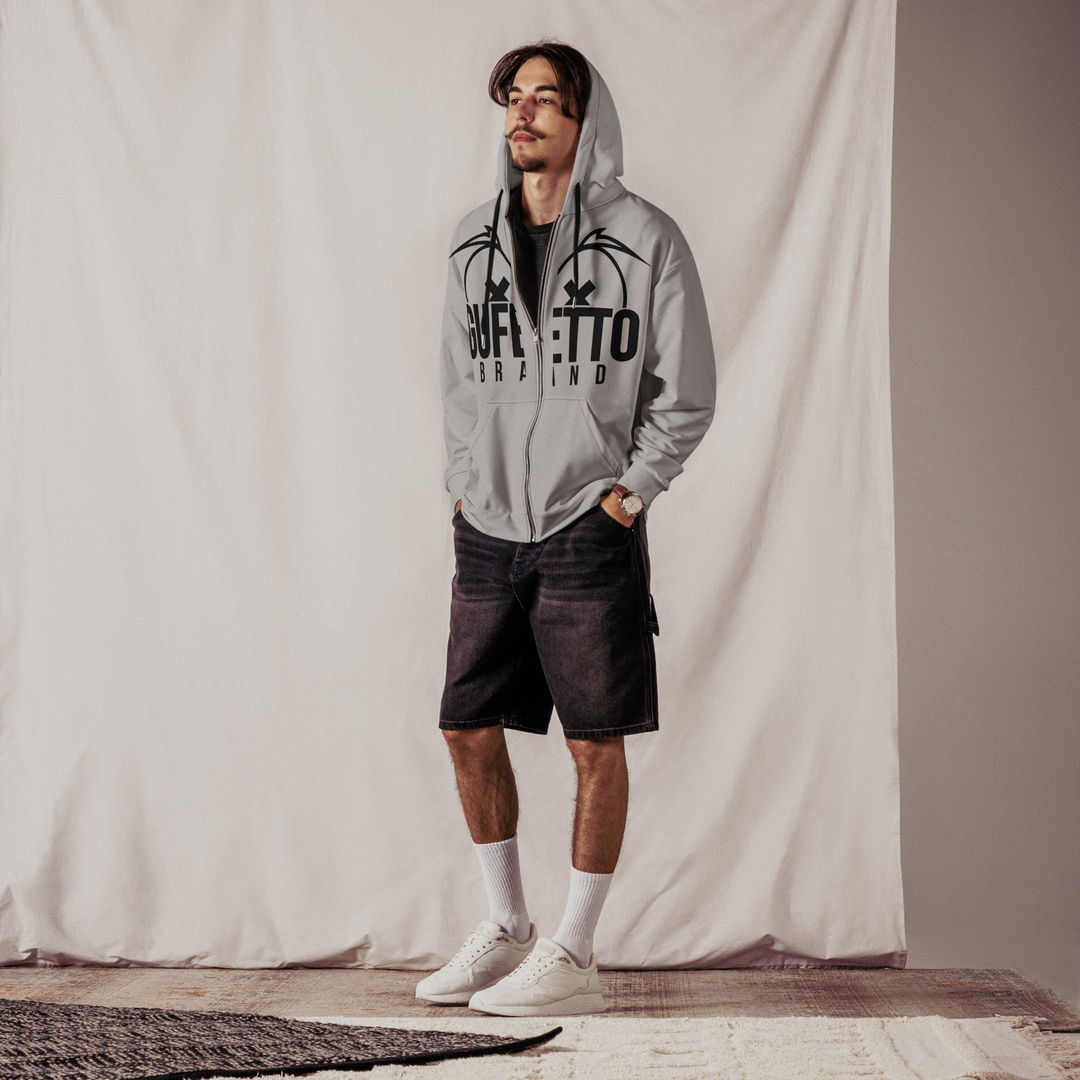 Felpa con cappuccio con zip unisex Uomo/Donna Gufetto Grigia - Gufetto Brand 