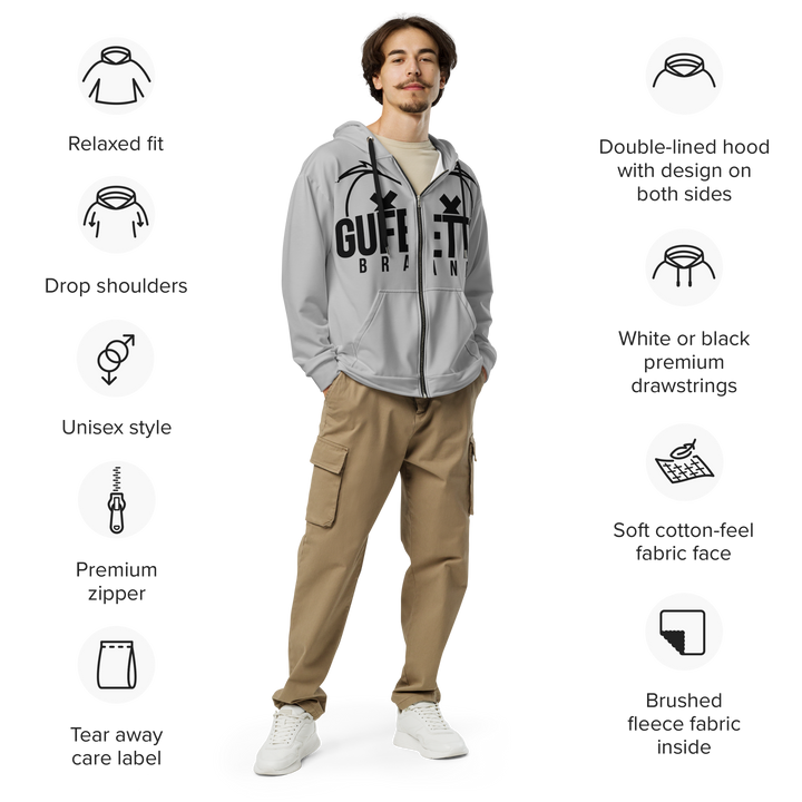 Felpa con cappuccio con zip unisex Uomo/Donna Gufetto Grigia - Gufetto Brand 
