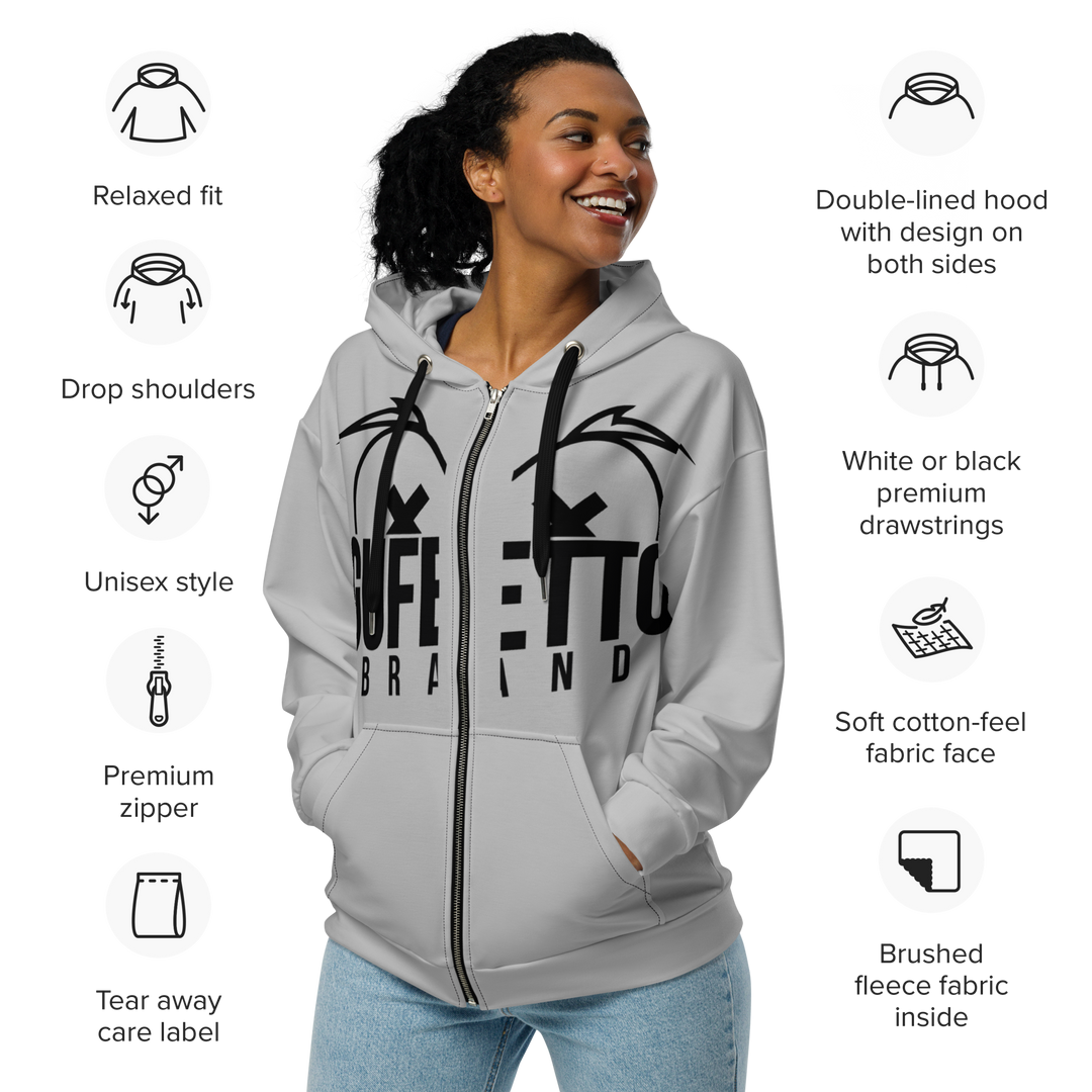 Felpa con cappuccio con zip unisex Uomo/Donna Gufetto Grigia - Gufetto Brand 