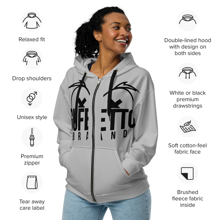 Felpa con cappuccio con zip unisex Uomo/Donna Gufetto Grigia - Gufetto Brand 