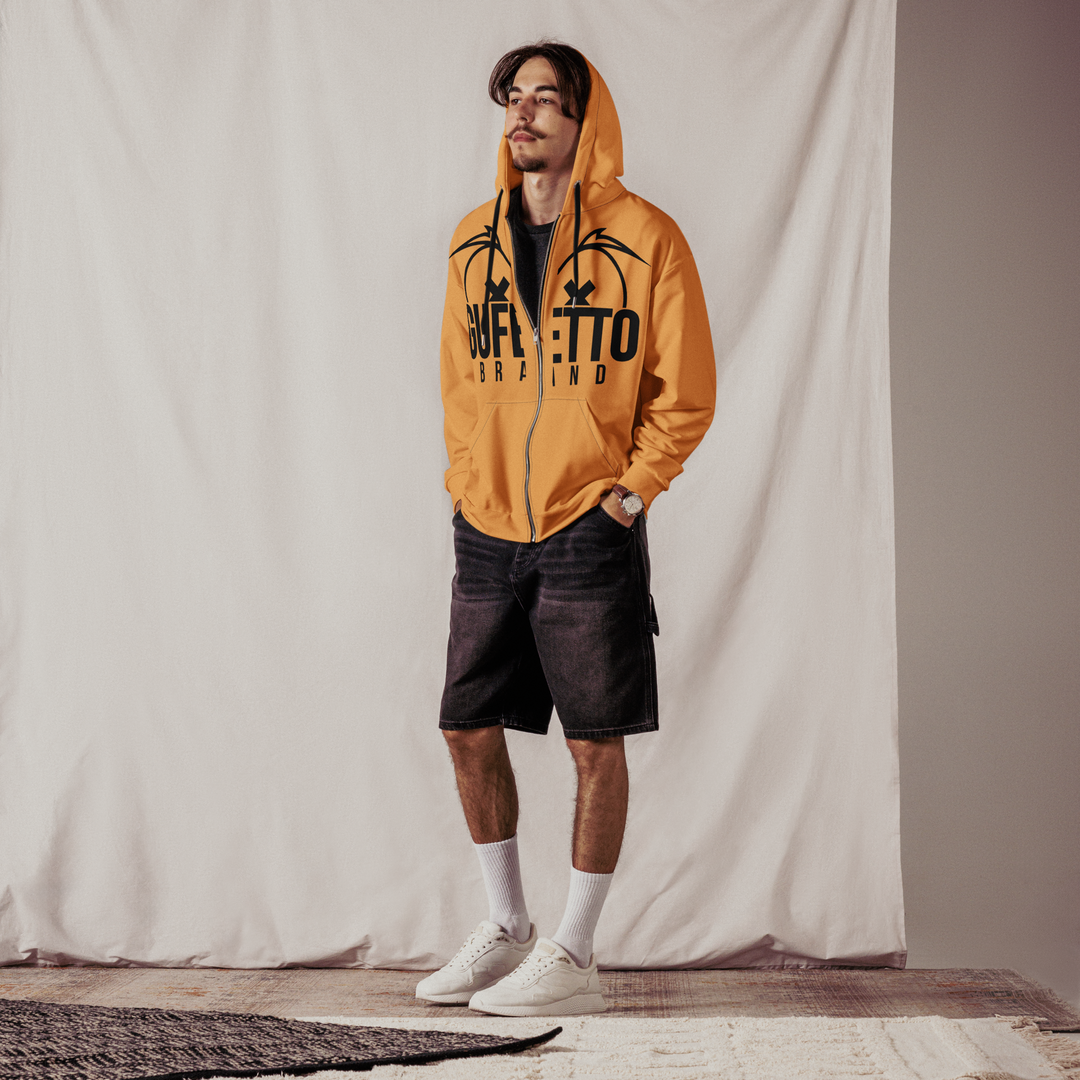 Felpa con cappuccio con zip unisex Uomo/Donna Gufetto Arancione - Gufetto Brand 