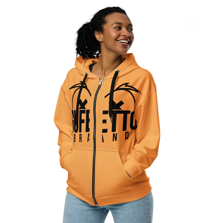 Felpa con cappuccio con zip unisex Uomo/Donna Gufetto Arancione - Gufetto Brand 