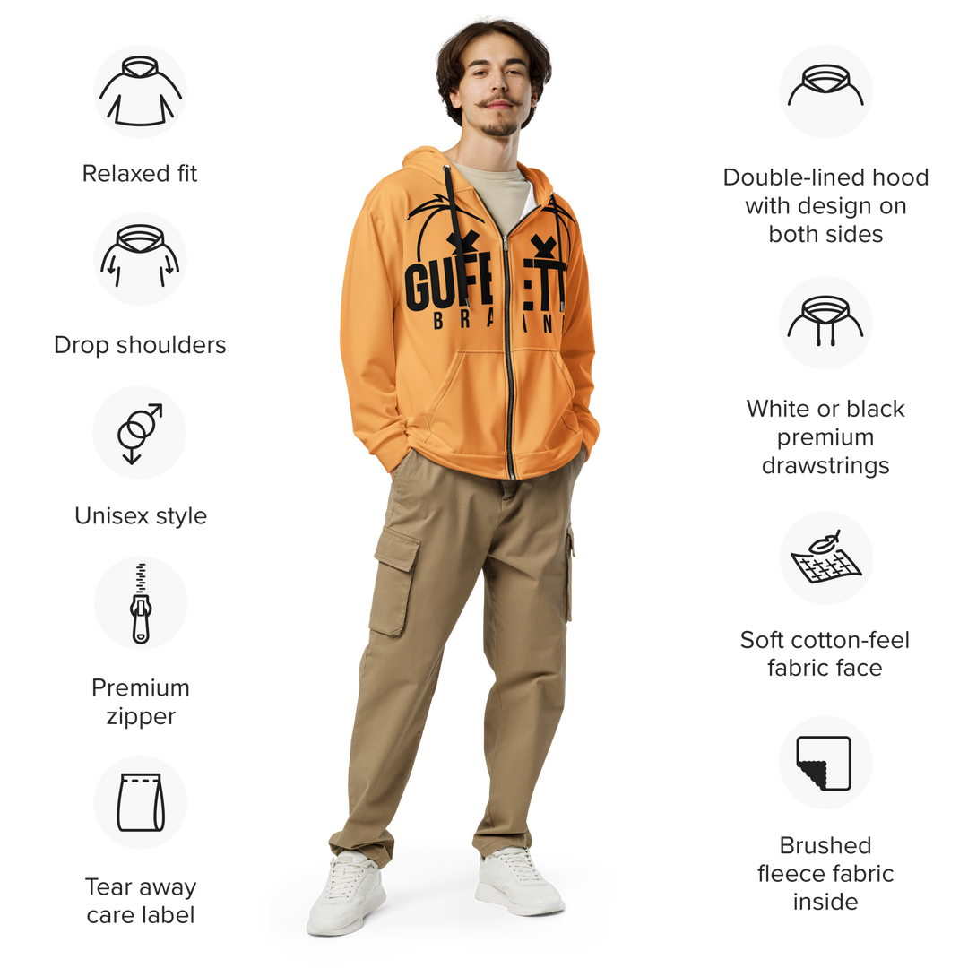 Felpa con cappuccio con zip unisex Uomo/Donna Gufetto Arancione - Gufetto Brand 