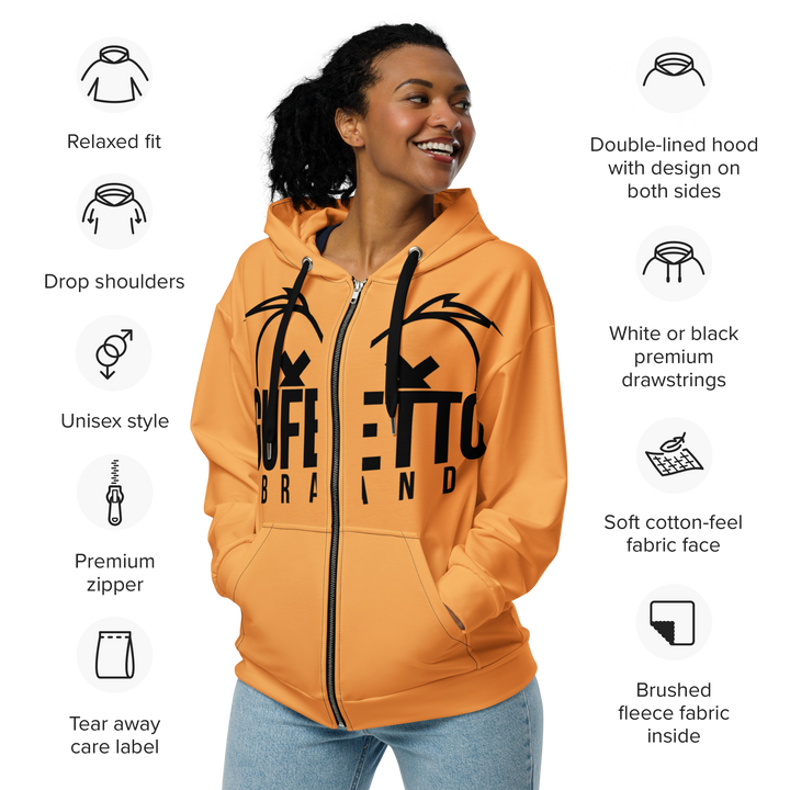 Felpa con cappuccio con zip unisex Uomo/Donna Gufetto Arancione - Gufetto Brand 