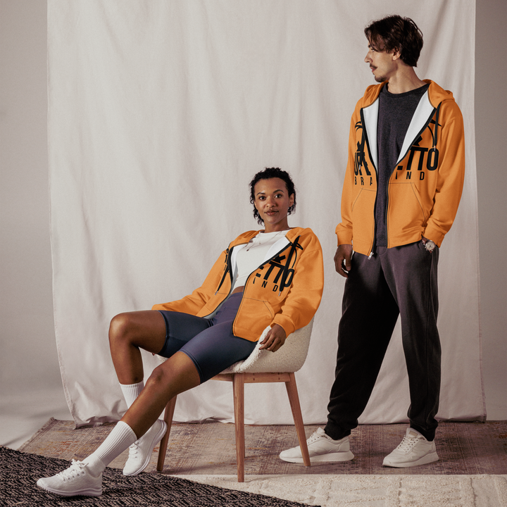 Felpa con cappuccio con zip unisex Uomo/Donna Gufetto Arancione - Gufetto Brand 