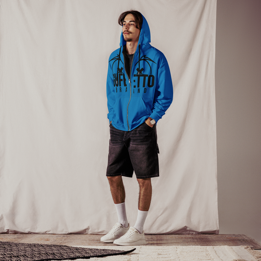 Felpa con cappuccio con zip unisex Uomo/Donna Gufetto Blu - Gufetto Brand 