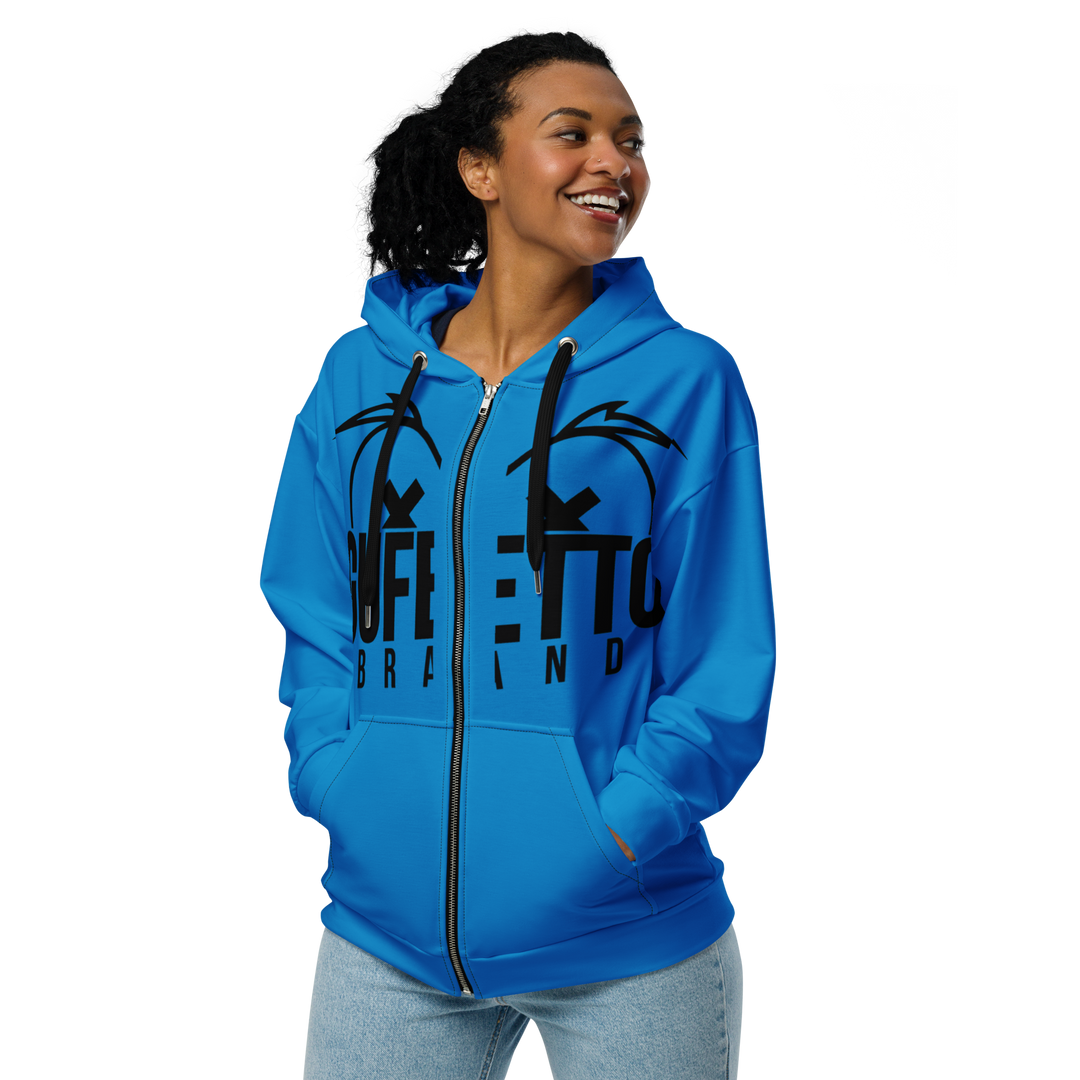 Felpa con cappuccio con zip unisex Uomo/Donna Gufetto Blu - Gufetto Brand 