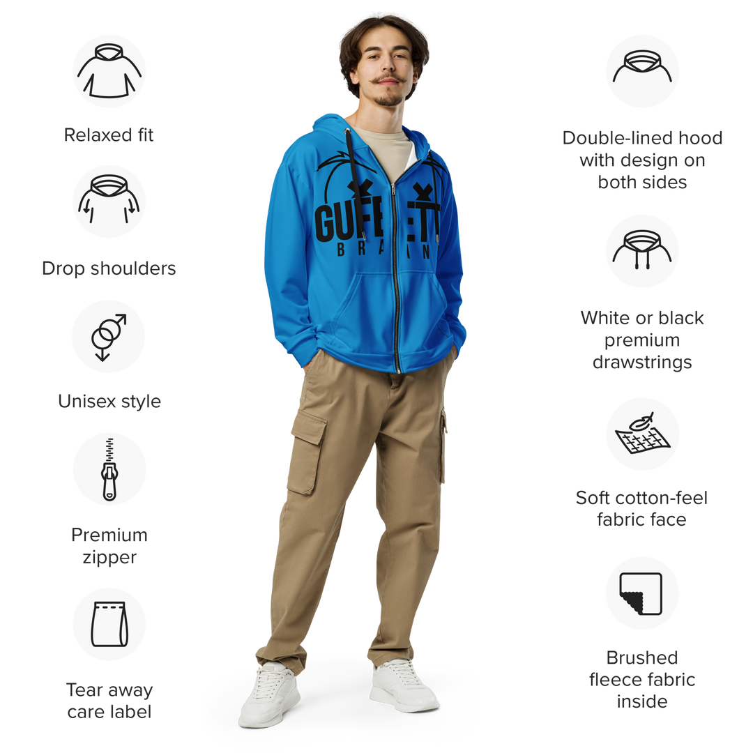 Felpa con cappuccio con zip unisex Uomo/Donna Gufetto Blu - Gufetto Brand 