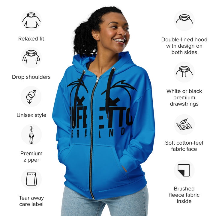 Felpa con cappuccio con zip unisex Uomo/Donna Gufetto Blu - Gufetto Brand 