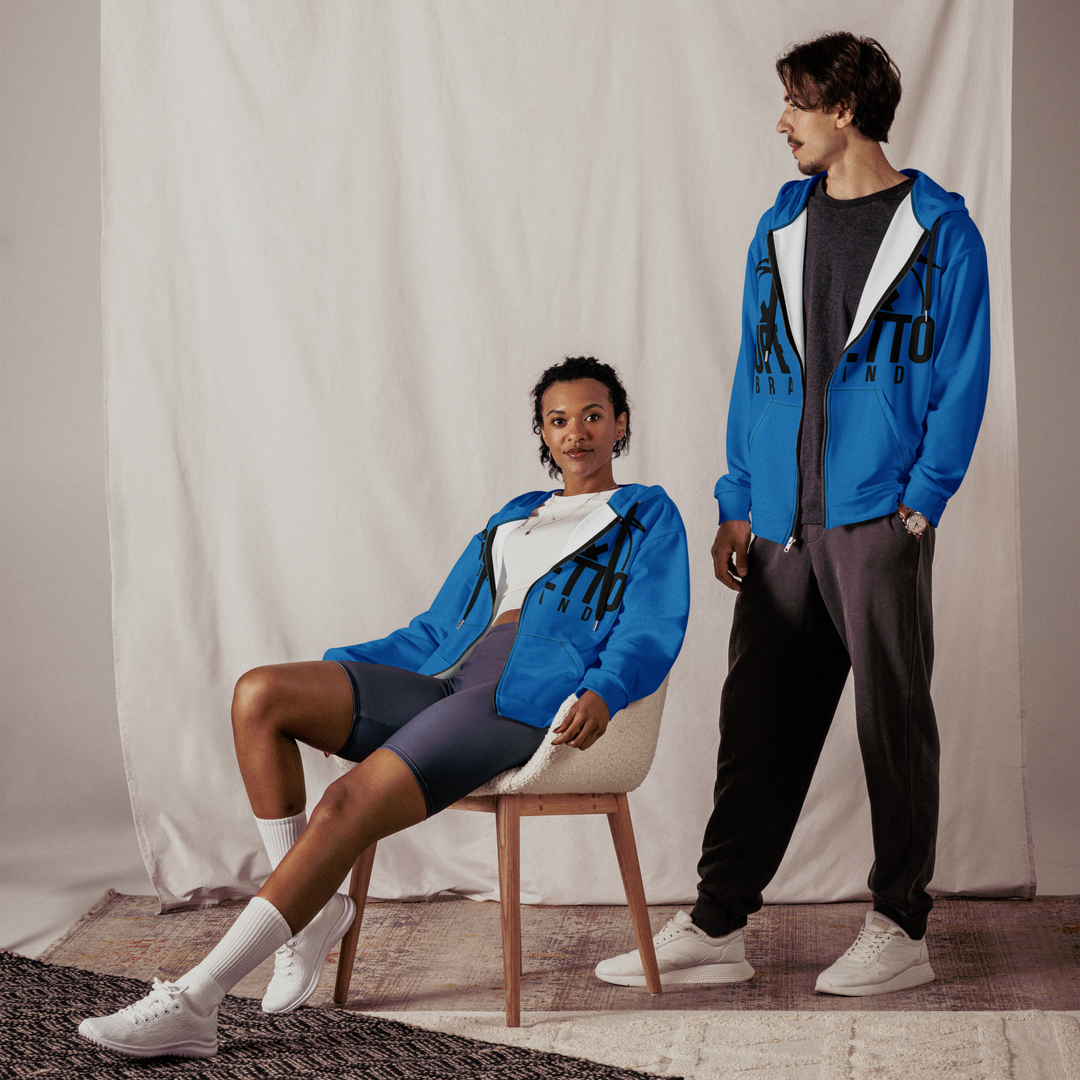 Felpa con cappuccio con zip unisex Uomo/Donna Gufetto Blu - Gufetto Brand 