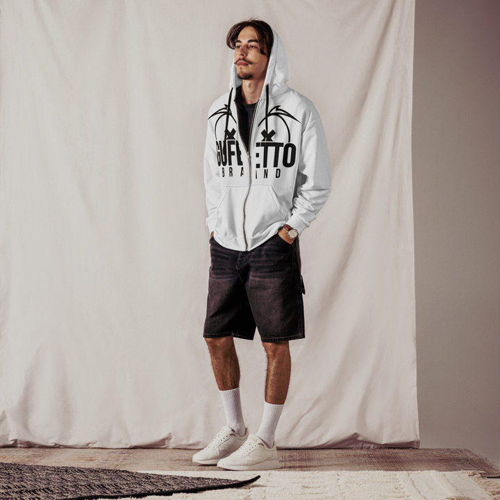 Felpa con cappuccio con zip unisex Uomo/Donna Gufetto White - Gufetto Brand 