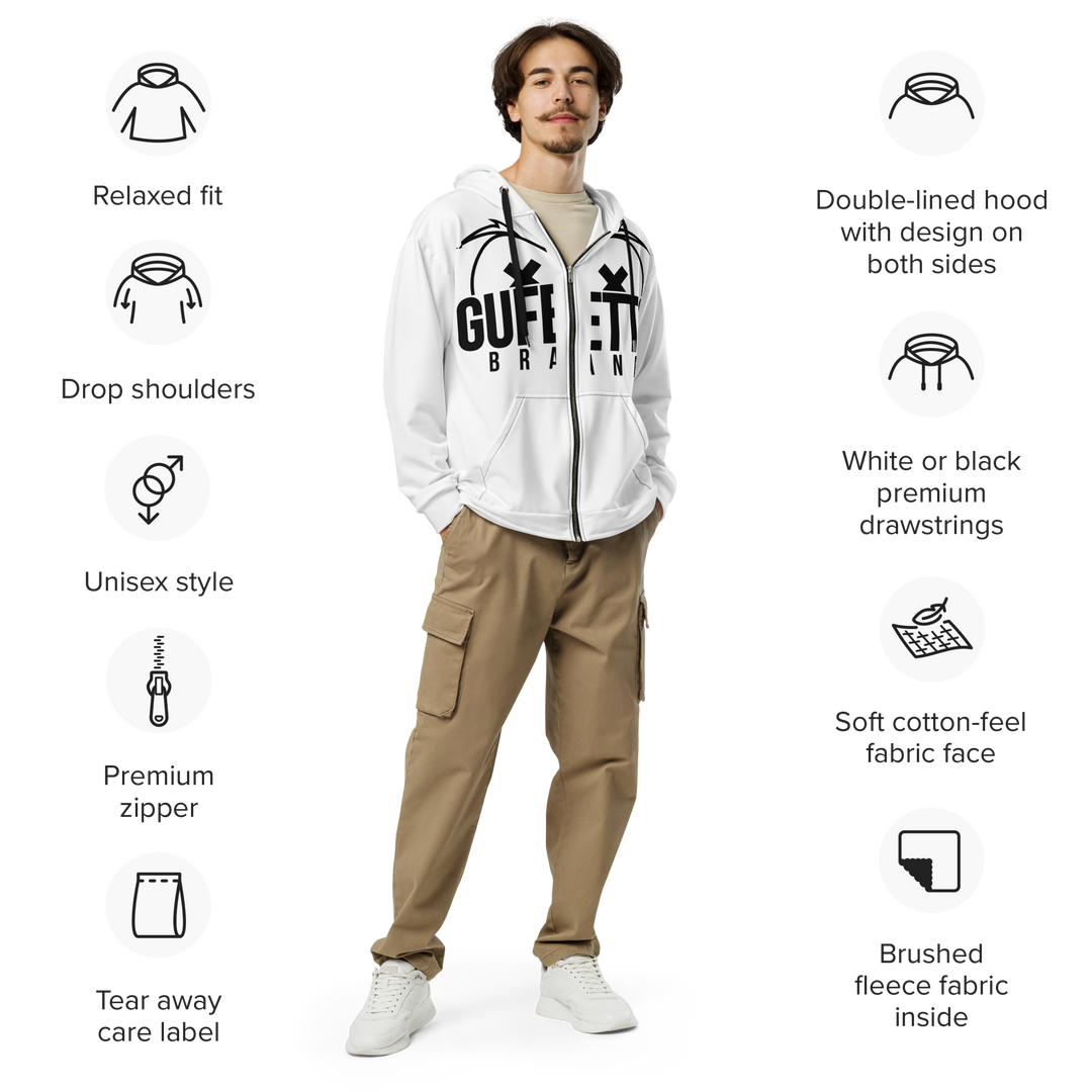 Felpa con cappuccio con zip unisex Uomo/Donna Gufetto White - Gufetto Brand 