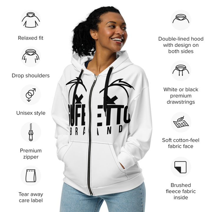 Felpa con cappuccio con zip unisex Uomo/Donna Gufetto White - Gufetto Brand 