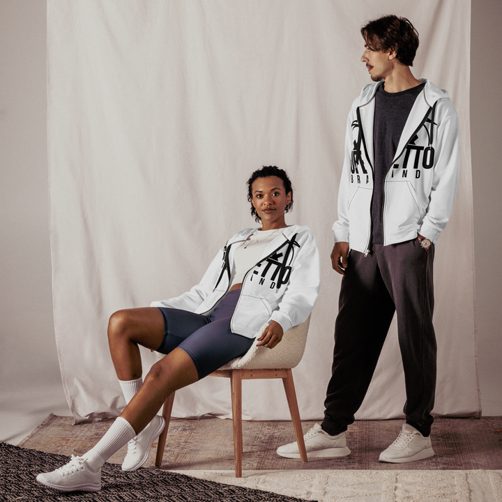 Felpa con cappuccio con zip unisex Uomo/Donna Gufetto White - Gufetto Brand 