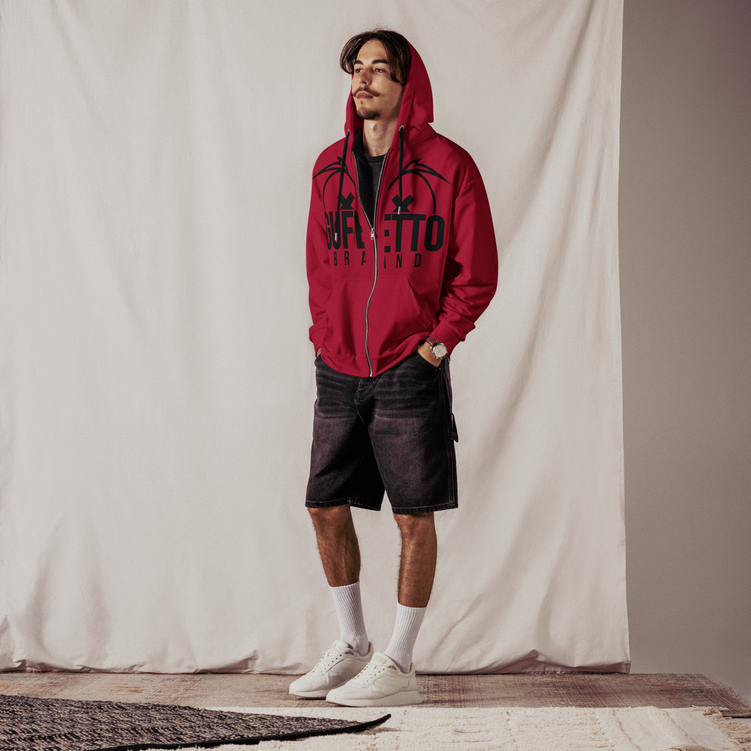 Felpa con cappuccio con zip unisex Uomo/Donna Gufetto Red - Gufetto Brand 