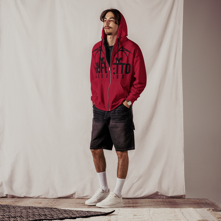 Felpa con cappuccio con zip unisex Uomo/Donna Gufetto Red - Gufetto Brand 