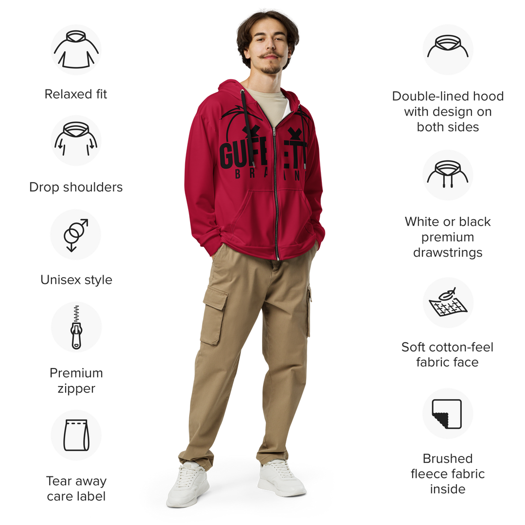 Felpa con cappuccio con zip unisex Uomo/Donna Gufetto Red - Gufetto Brand 