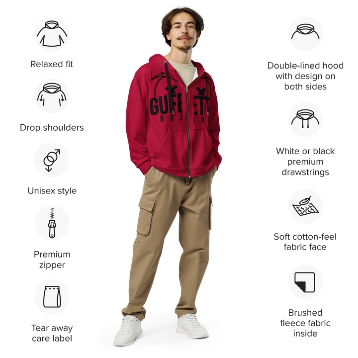 Felpa con cappuccio con zip unisex Uomo/Donna Gufetto Red - Gufetto Brand 