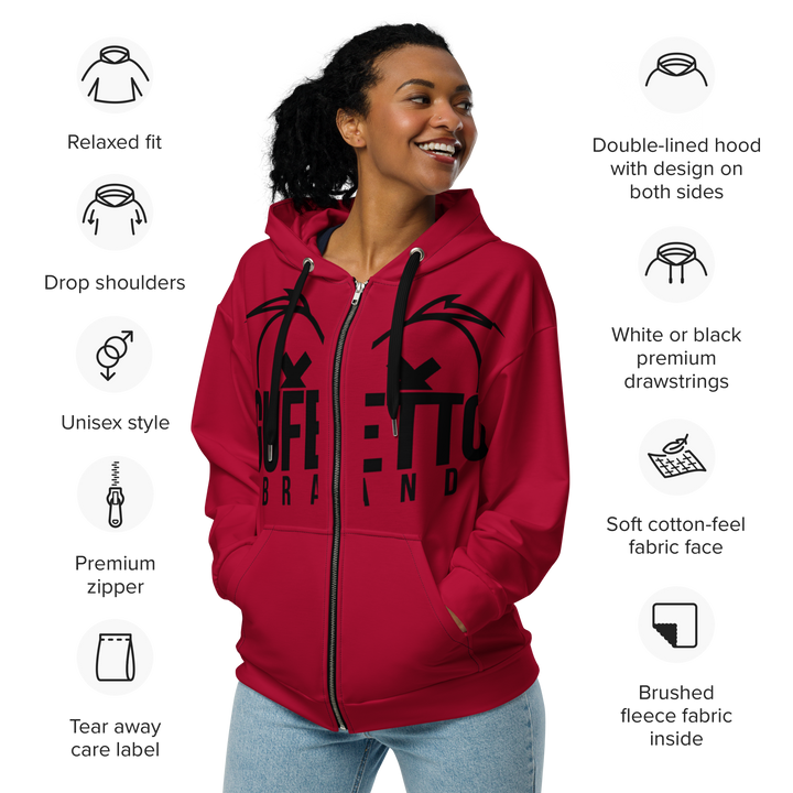 Felpa con cappuccio con zip unisex Uomo/Donna Gufetto Red - Gufetto Brand 