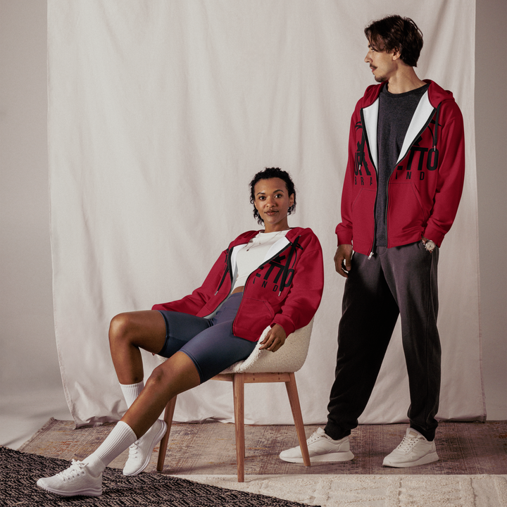Felpa con cappuccio con zip unisex Uomo/Donna Gufetto Red - Gufetto Brand 