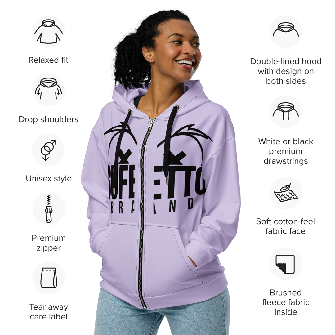 Felpa con cappuccio con zip unisex Uomo/Donna Gufetto Violet - Gufetto Brand 