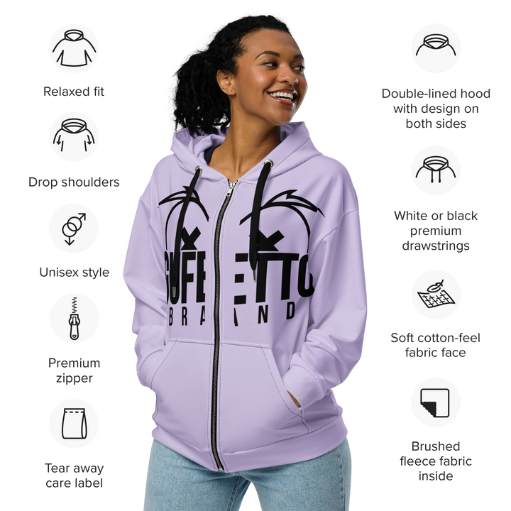 Felpa con cappuccio con zip unisex Uomo/Donna Gufetto Violet - Gufetto Brand 