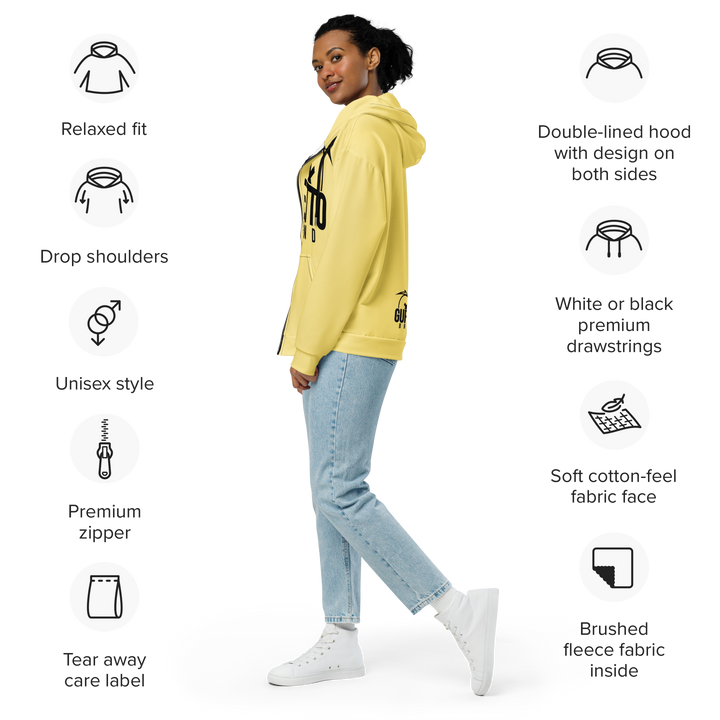 Felpa con cappuccio con zip unisex Uomo/Donna Gufetto Gialla - Gufetto Brand 