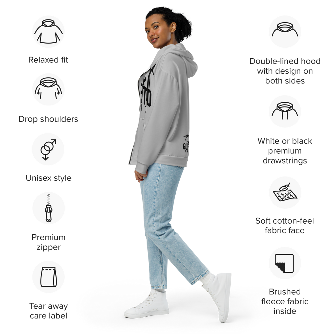 Felpa con cappuccio con zip unisex Uomo/Donna Gufetto Grigia - Gufetto Brand 