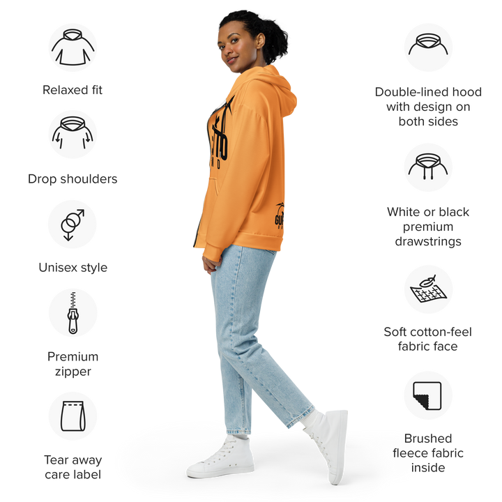 Felpa con cappuccio con zip unisex Uomo/Donna Gufetto Arancione - Gufetto Brand 