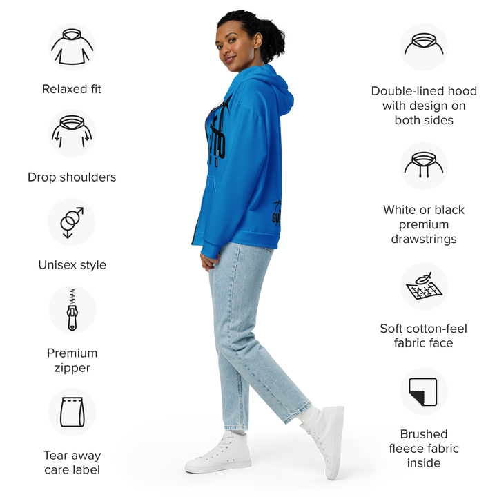 Felpa con cappuccio con zip unisex Uomo/Donna Gufetto Blu - Gufetto Brand 