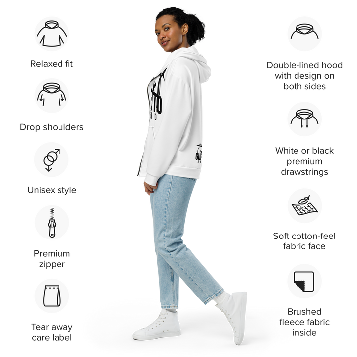 Felpa con cappuccio con zip unisex Uomo/Donna Gufetto White - Gufetto Brand 