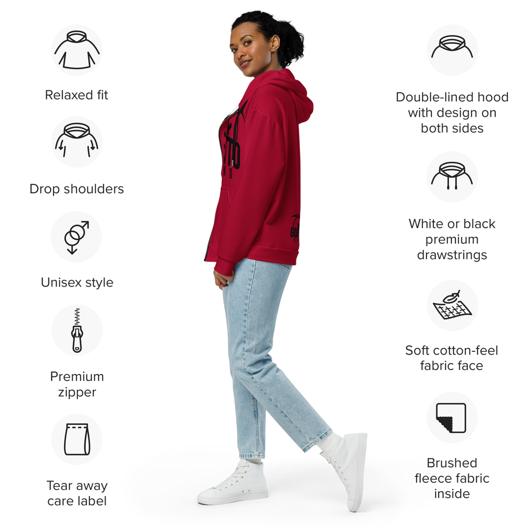 Felpa con cappuccio con zip unisex Uomo/Donna Gufetto Red - Gufetto Brand 