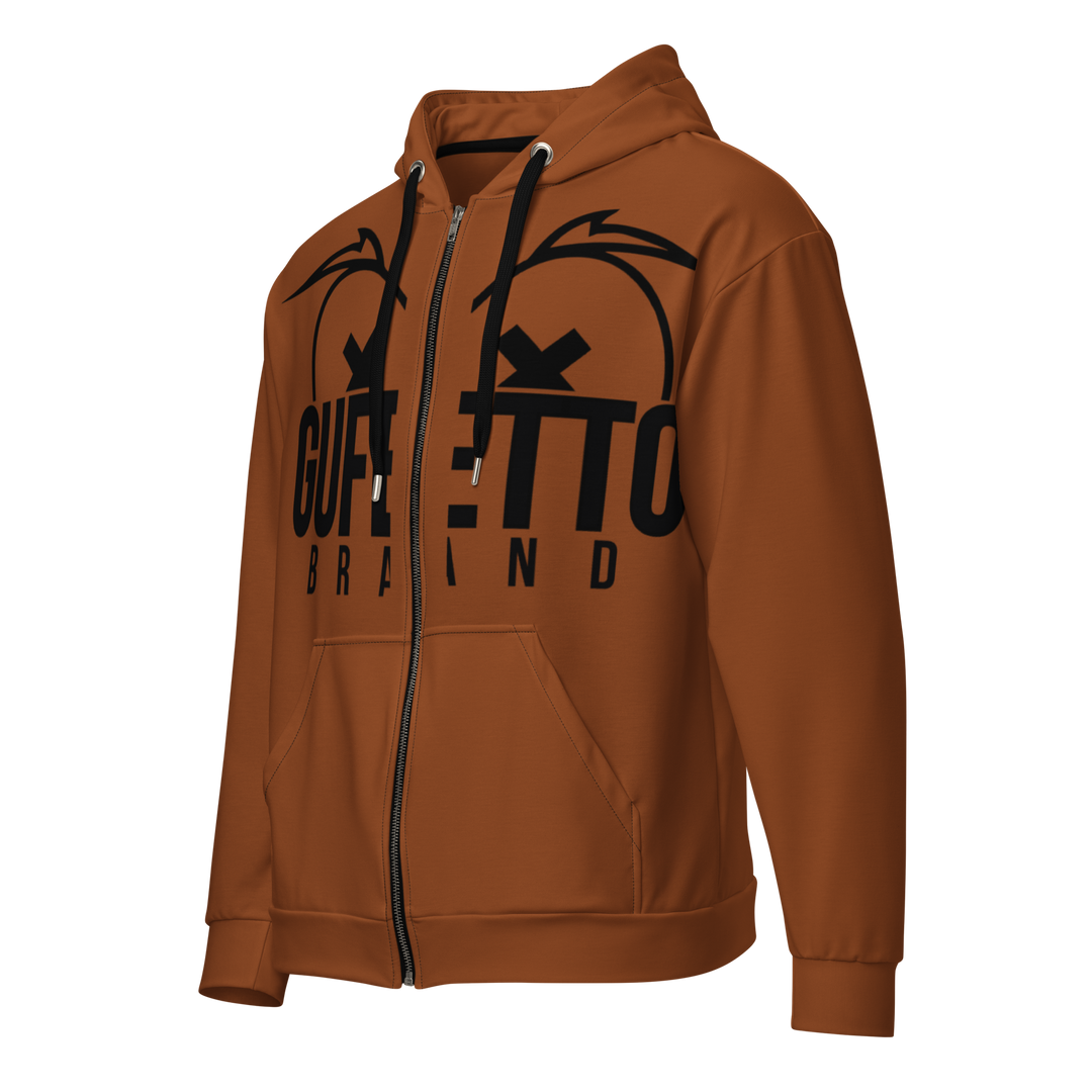 Felpa con cappuccio con zip unisex Uomo/Donna Gufetto Marrone - Gufetto Brand 