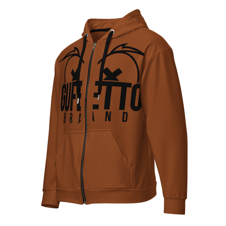 Felpa con cappuccio con zip unisex Uomo/Donna Gufetto Marrone - Gufetto Brand 